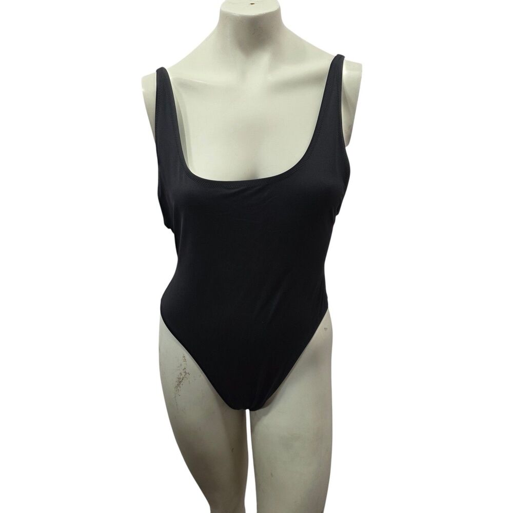 SKIMS Black One Piece Swimsuit XL Scoop Neck Low Back Adjustable Straps